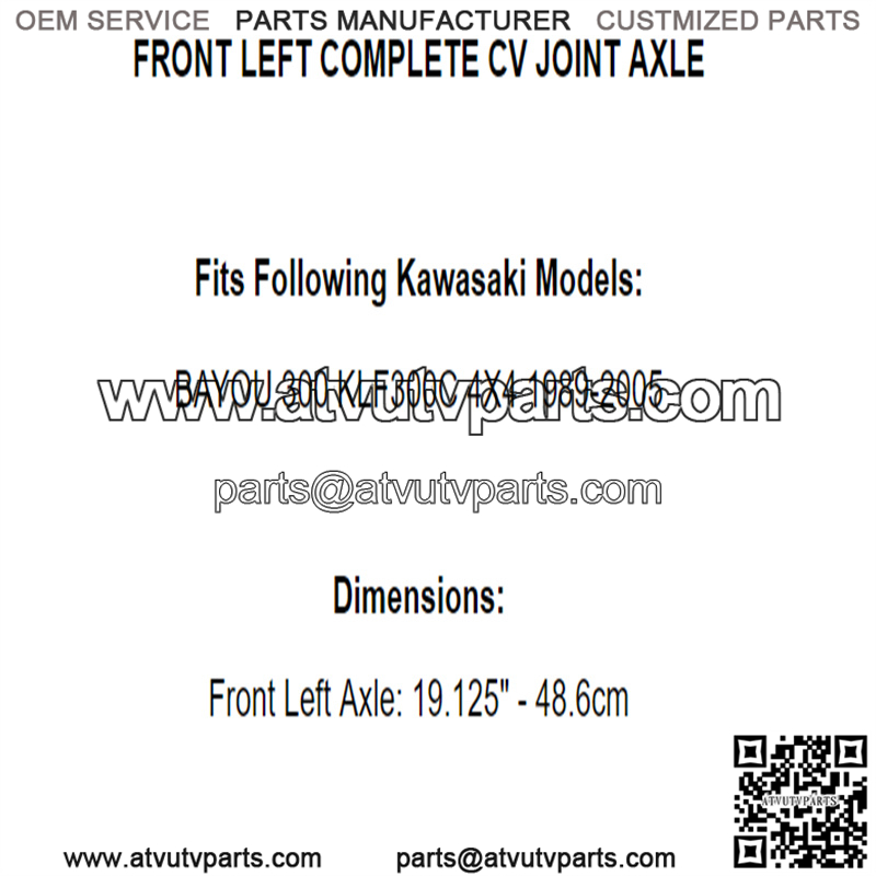 Front Left Complete CV Joint Axle for Kawasaki Bayou 300 KLF300C 4X4 1989-2005 - Image 5