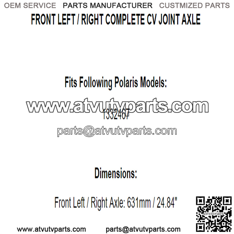 Front Right Complete CV Joint Axle for Polaris 1332467 - Image 2