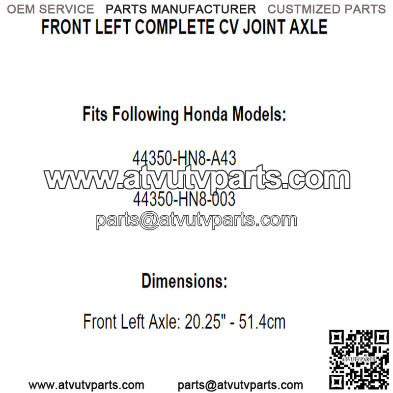Front Left Complete CV Joint Axle for Honda 44350-Hn8-003, 44350-Hn8-A43 - Image 2