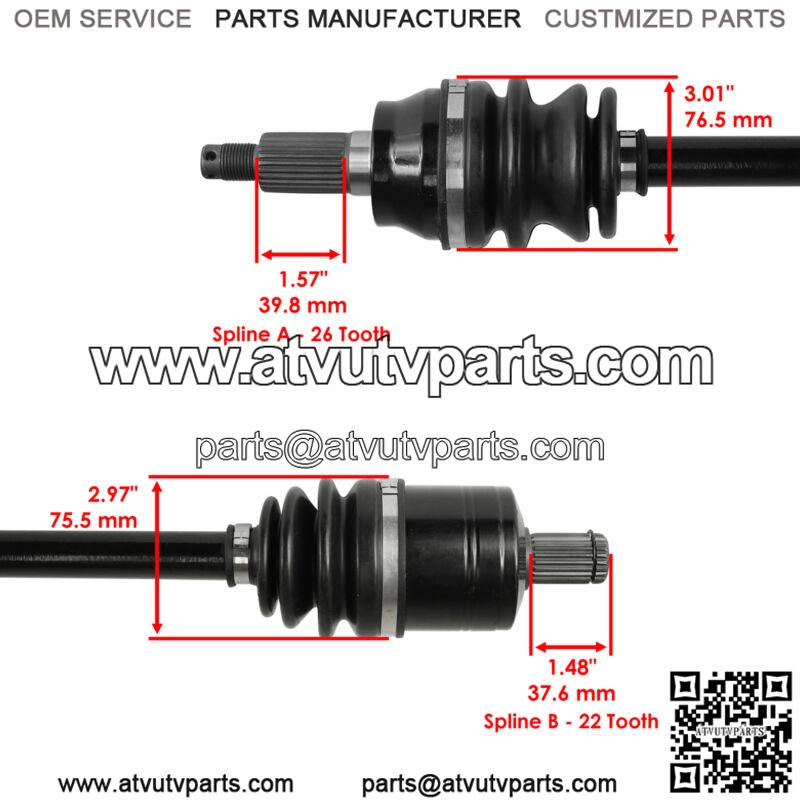 Front Left And Right CV Joint Axles for Polaris RZR XP 4 1000 Eps 2014-2016 (For: Polaris) - Image 3