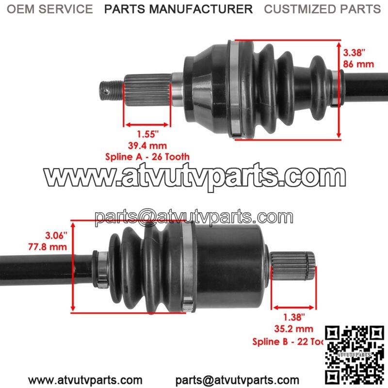 Front Left/Right CV Joint Axles For Polaris Sportsman Touring 1000 2016-2017 (For: Polaris) - Image 3