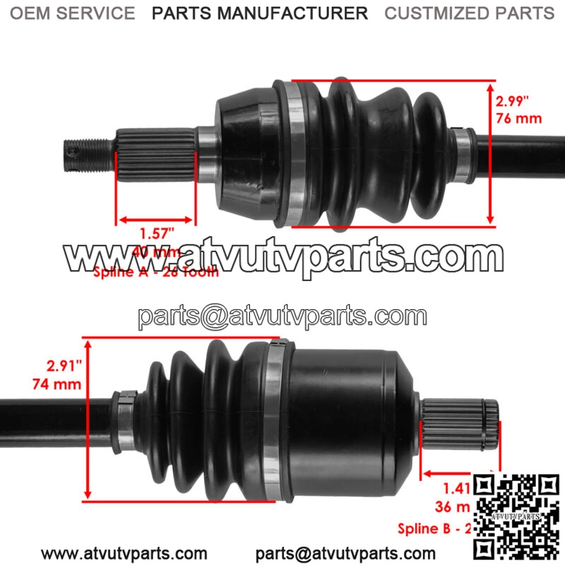 Front Left CV Joint Axle for Polaris Ranger Diesel / Crew Diesel 1000 2015-2018 (For: Polaris) - Image 3