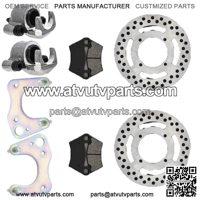 Front Brake Rotor Caliper Pad Set for Polaris Ranger 400 1911373 1911374