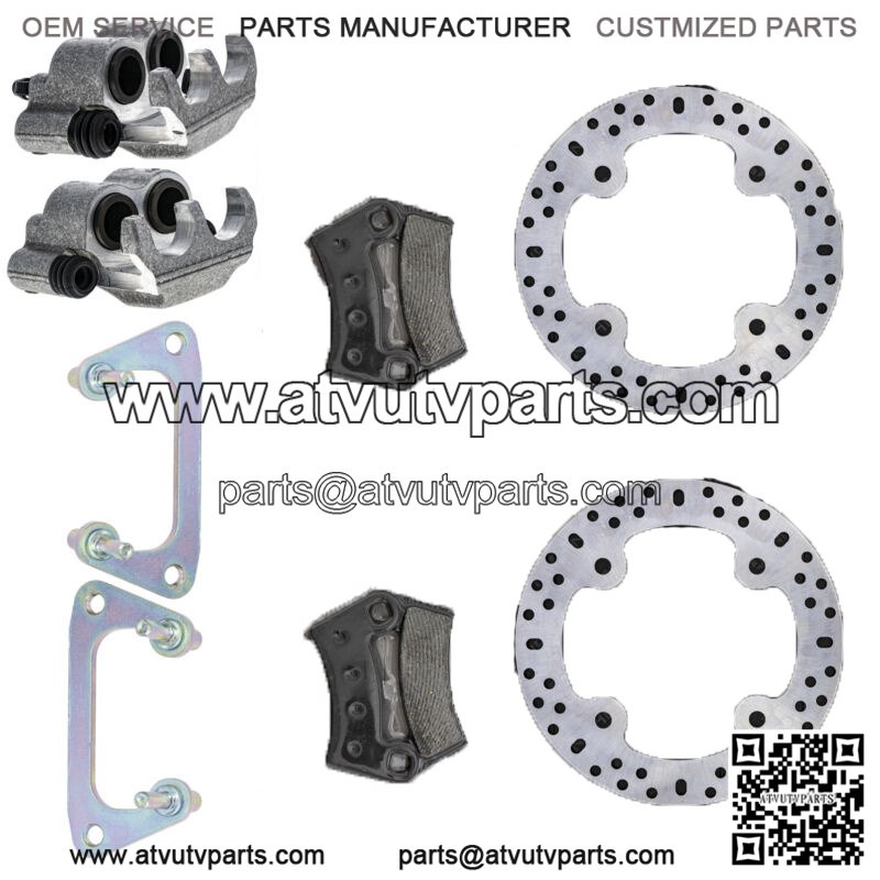 Front Brake Rotor Caliper Pad Set for Polaris RZR 570 800 1912274 1912275