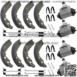 All Front & Rear Brake Wheel Cylinders Shoes fit for Kawasaki Mule 600 610 KAF400 2005-2009