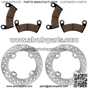 2 Front Brake Disc Rotor And Pads for Polaris Ranger Crew XP 1000 2017-2018 (For: Polaris)