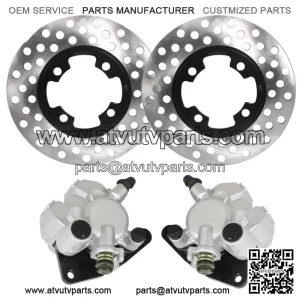 Front Brake Calipers +Brake Rotors For 2007-2012 Yamaha Grizzly 350 YFM350G NEW