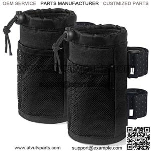 2Pack Cup Holder for Bike, Scooter and Wheelchair, Water Bottle Holder for UTV/ATV, Walker, Golf Cart and Beach, Universal Drink Holder Accessories with Net Pocket and Cord Lock (Black)