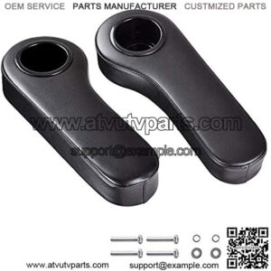 GOLF CART REAR SEAT ARM REST CUSHION CUP HOLDER BLACK FOR EZGO, CLUB CAR, YAMAHA, MORE (2PCS)