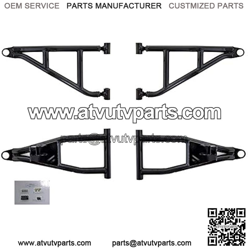 High Clearance 2" Forward Offset A-Arms/Control Arm for Polaris Ranger XP 900 (2013-2019) - Stronger Than OEM! - Black