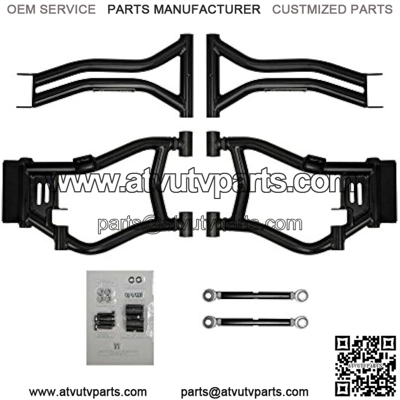 Rear Arched Rear 1.5" Offset A-Arms for Polaris RZR 800 4/800 S (2009-2014) - Black