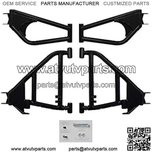 Heavy Duty High Clearance Rear A-Arms for 2015-2019 Arctic Cat Wildcat Sport | UV-resistant Powder Coat Finish | Adjustable Pivot Blocks | UHMW Bushings