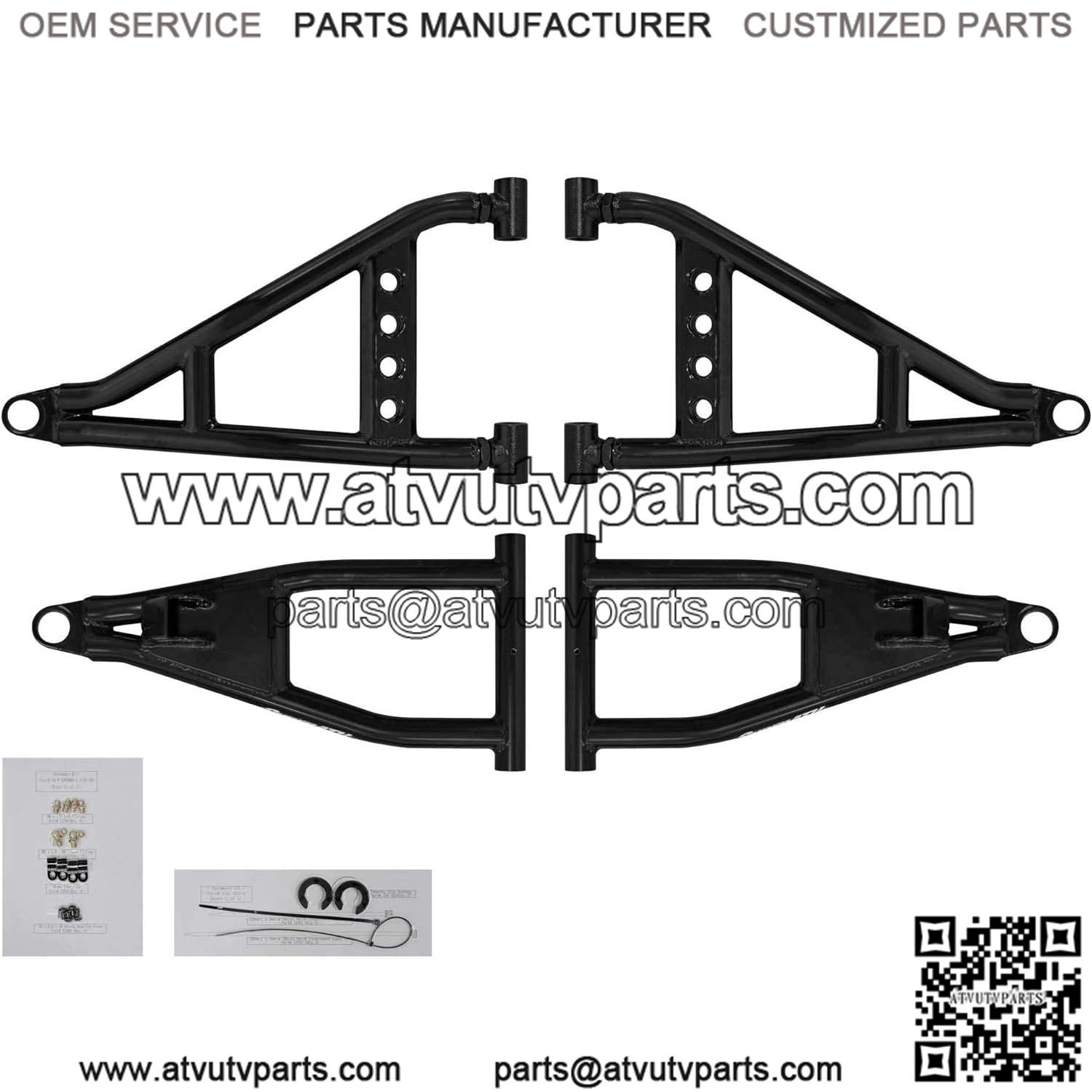 Heavy Duty 1.5" Forward Offset A-Arms/Control Arm for Polaris Ranger XP 1000 Diesel/Crew (2015-2018) - Black - Room for Larger Tires!