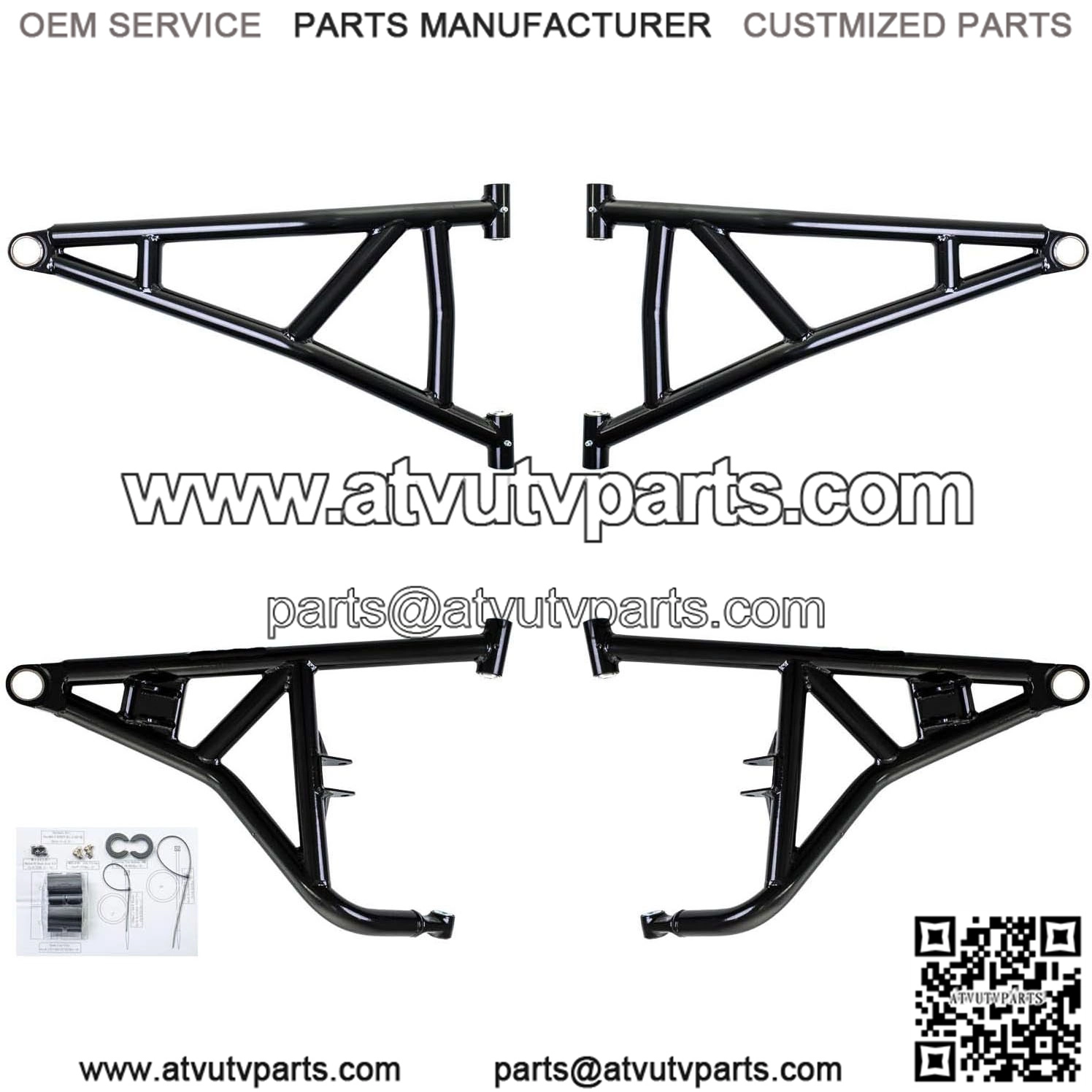 Heavy Duty High Clearance Front A-Arms for Polaris RZR XP 1000 / XP 4 1000 (2014+) - Black - Includes All 4 Arms - Non-Adjustable