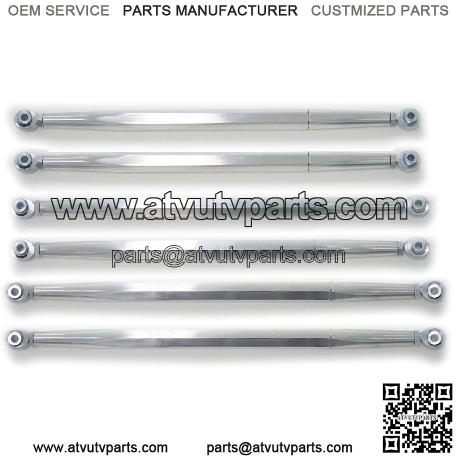 Heavy Duty Aluminum Rear Radius Arms/Rods for Can-Am 72" Body Maverick X3 72" Turbo/X RC/X MR/X RS/MAX (2017+) - Complete 6 Rod Kit