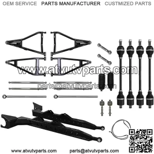 3" Chromoly Long Travel Kit for Polaris RZR XP Turbo (2016+) - Black - Includes Rhino 2.0 Axles, A Arms, Ball Joints, Trailing Arms, and more