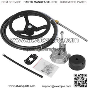 Outboard Steering System 10' Boat Steering Cable 10 Feet Marine Steering System 3/4'' Shaft with 13.5 Inch Wheel for Yachts and Waterborne Vehicles