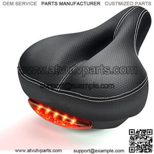 able Men Women Bike Seat - C99 Soft Memory Foam Padded Wide Leather Bicycle Saddle Cushion with Taillight, Waterproof, Dual Spring Suspension, Shock Absorbing, Universal