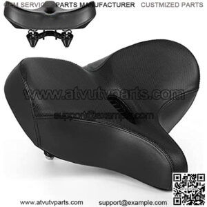 able Bike Saddle Seat Cushion, Wide Bicycle Leather Seat Saddle, Memory Foam Padded Waterproof Bike Saddle with Dual Shock Absorbing, Soft Breathable Replacement Black Bicycle Saddle