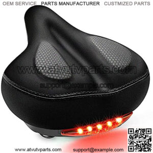 Wide Bike Seat, Comfortable Gel Bicycle Saddle Cushion with Taillight Bicycle Seat for Women Men Replacement Dual Shock Spring Suspension, Absorbing Ball Soft Memory Foam, Indoor&Outdoor