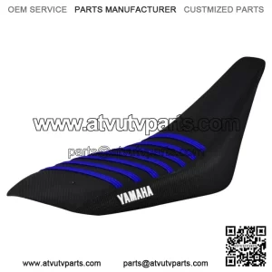 Yamaha YFZ 450 Gripper Seat Cover 2004 - 2013  all BLACK w/ BLUE ribs LOGO #200