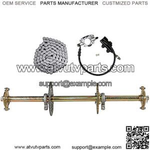 Axle Kit with Chain Sprocket Brake Master Cylinder Assembly and Chain & Sprocket for Go Kart Quad Trike Golf Carts
