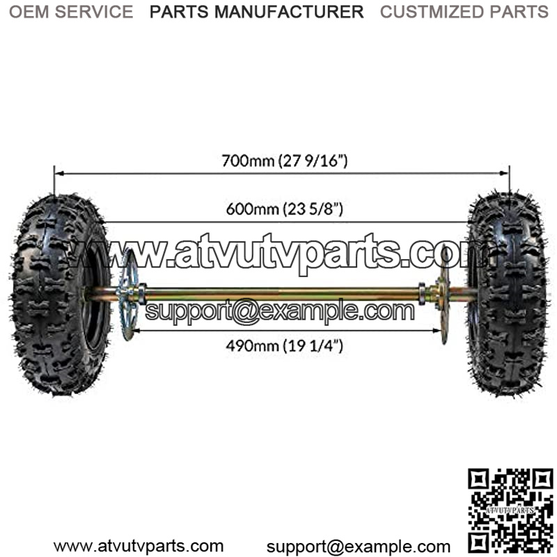 Rear Axle Shaft Kit with 6" Wheels Tires Rims Brake Assembly and Chain & Sprocket for Go Kart Quad Trike Drift Bikes - Image 3