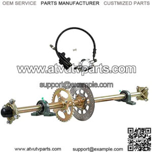 44" Go Kart Rear Axle Shaft Kit with Chain Sprocket Brake Disc Pillow Block Wheel Hub and Brake Master Cylinder for ATV Quad Golf Cart