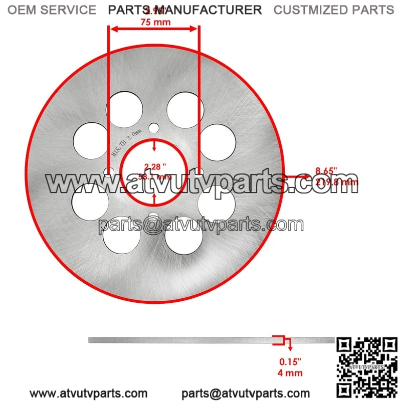 For Yamaha Raptor 660R 2001-2005 Rear Right Brake Disc with Brake Pads and Bolts - Image 2