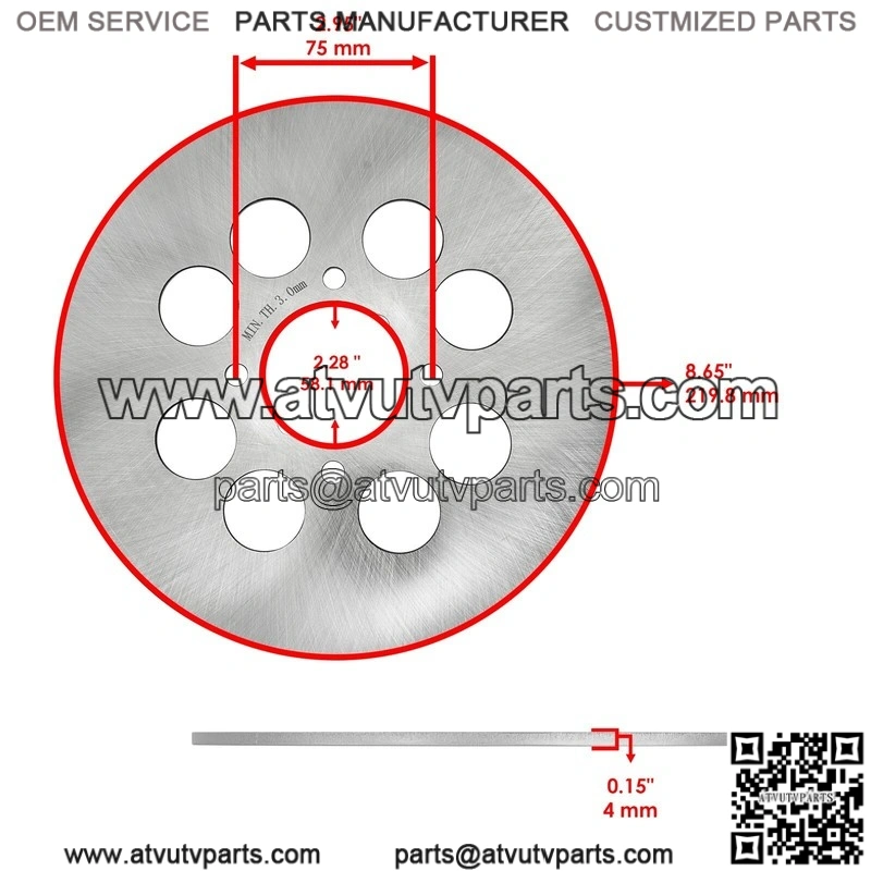 Fits Yamaha Warrior 350 YFM350X 1990-2004 Rear Brake Disc Rotor With Caliper - Image 2