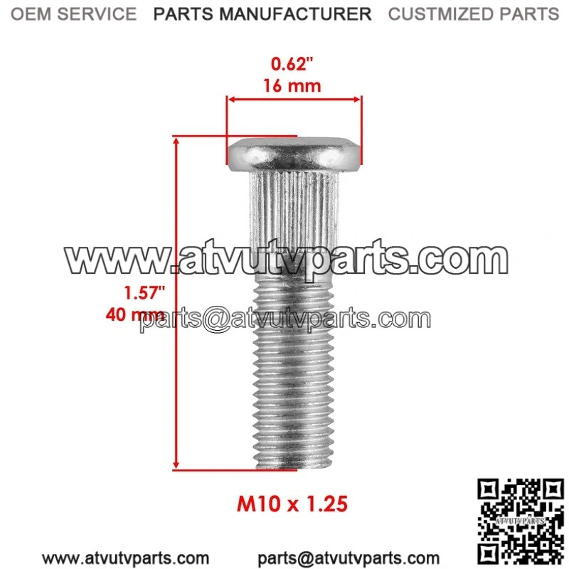 Kawasaki Brute Force 750 KVF750 4x4I 2012-2021 8 Front or Rear Hub Stud Bolt - Image 2