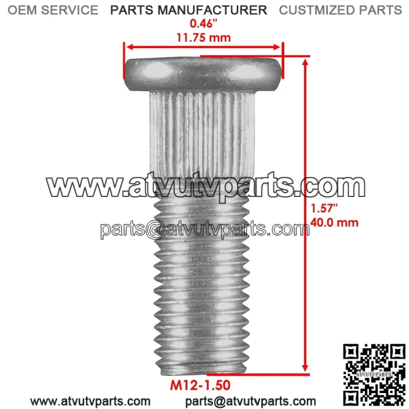 Polaris 7519753 , 7519128 8 Front or Rear Hub Stud - Image 2