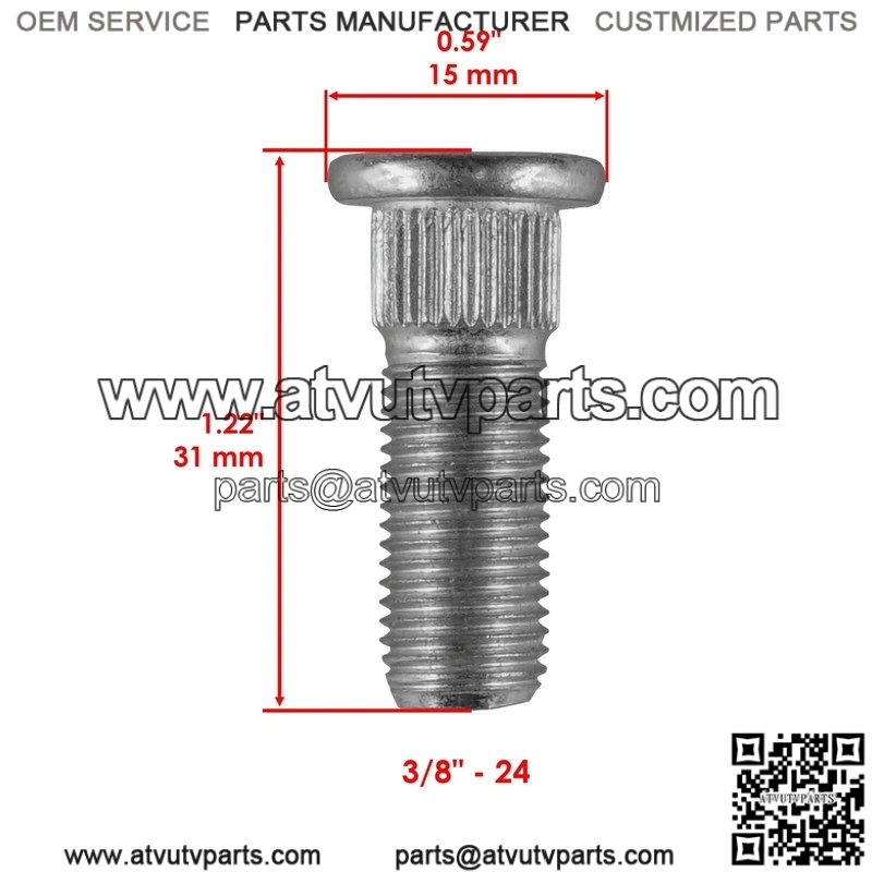 Polaris Magnum 325 2x4 4x4 2000-2001 3/8" 8x Front Rear Studs & Flange Nuts - Image 3