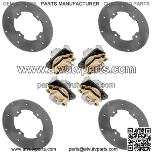 For Arctic Cat Wildcat 1000 2013 Front Left & Right Rear Brake Disc w/Calipers