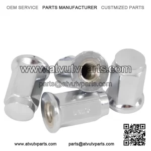 For ATV & UTV 10x1.25 ?C 4 Pack Of Chrome Flat Base 10mm x 1.25 Lug Nut Parts.